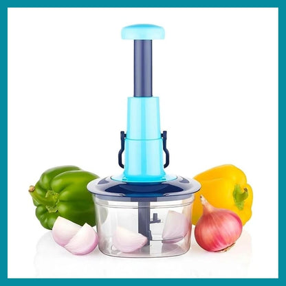 Hand-press vegetable and fruit chopper